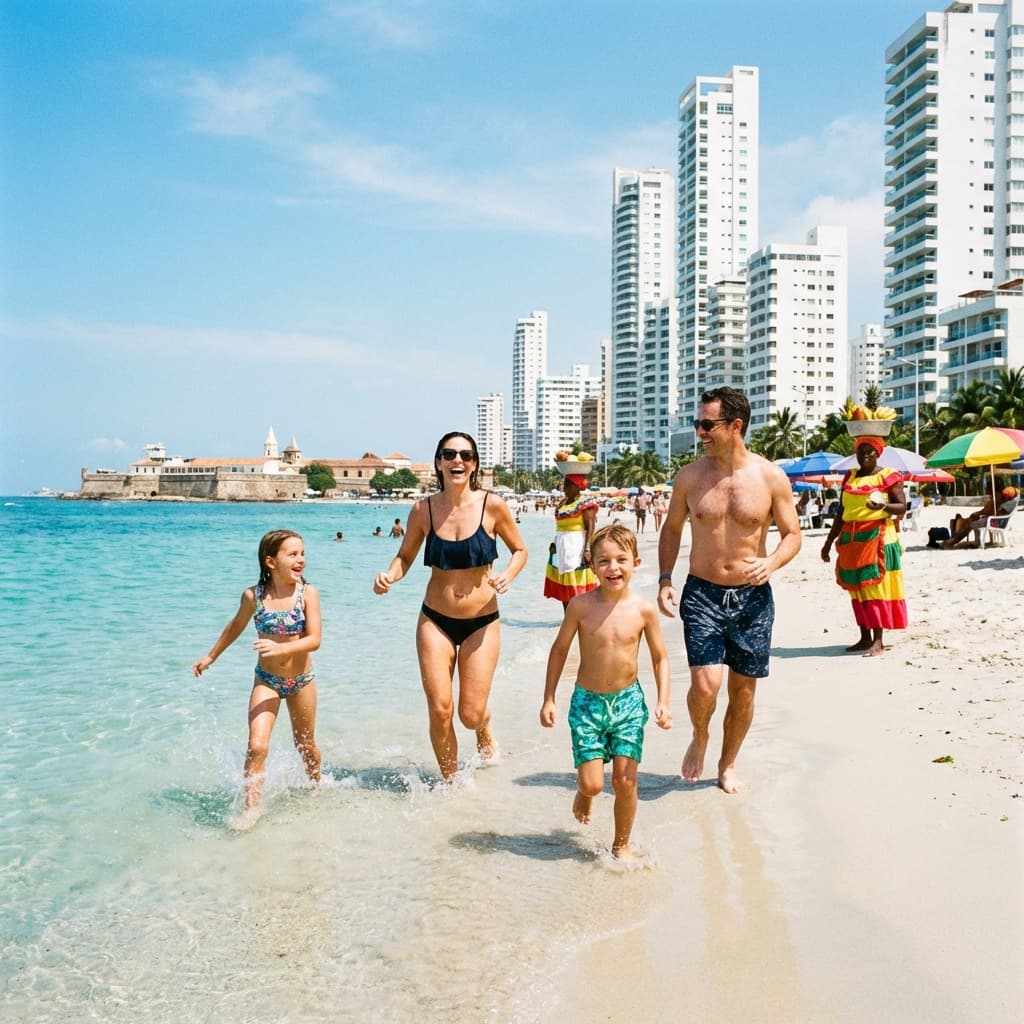 Familia disfrutando en playas de Cartagena